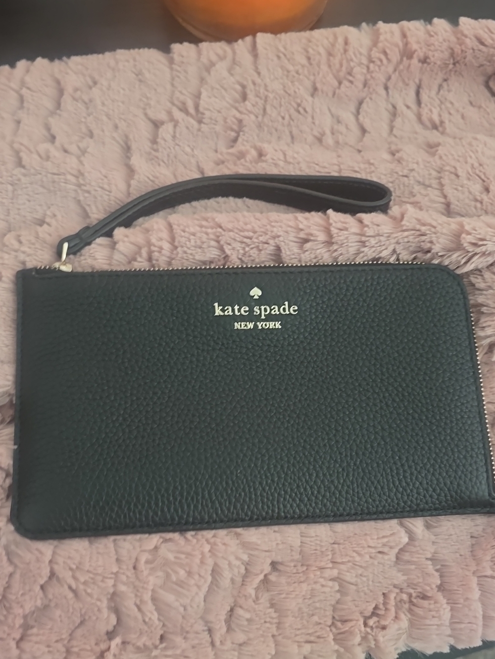 kate spade Black Pebbled Leather Wristlet